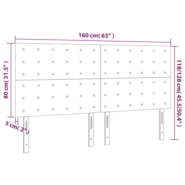vidaXL Headboard Dark Grey 160 x 5 x 118/128 cm Velvet