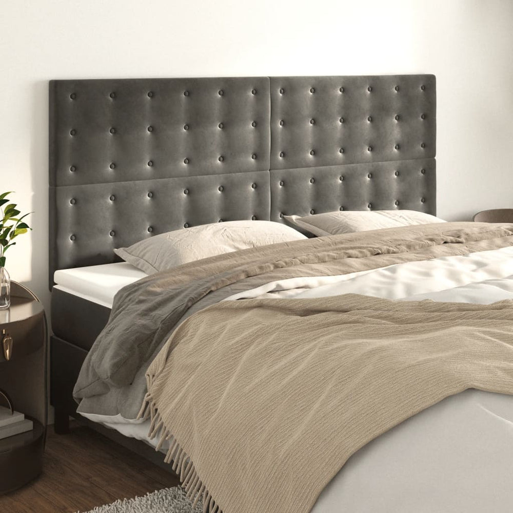 vidaXL Headboard Dark Grey 160 x 5 x 118/128 cm Velvet