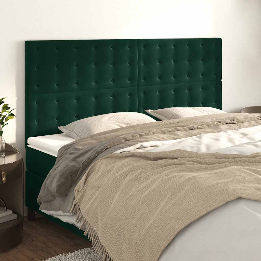 vidaXL Headboard Dark Green 160x5x118/128 cm Velvet