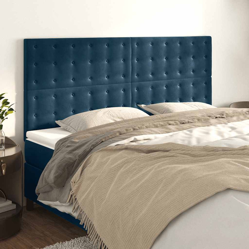 vidaXL Headboard Dark Blue 160 x 5 x 118/128 cm Velvet