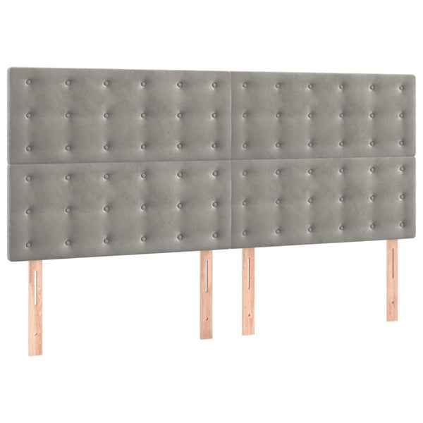 vidaXL Headboard Light Gray 180x5x118/128 cm Velvet