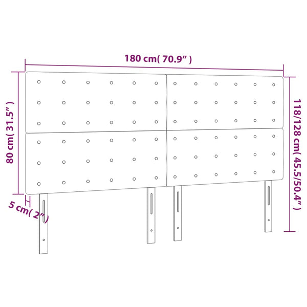 vidaXL Headboard Light Gray 180x5x118/128 cm Velvet