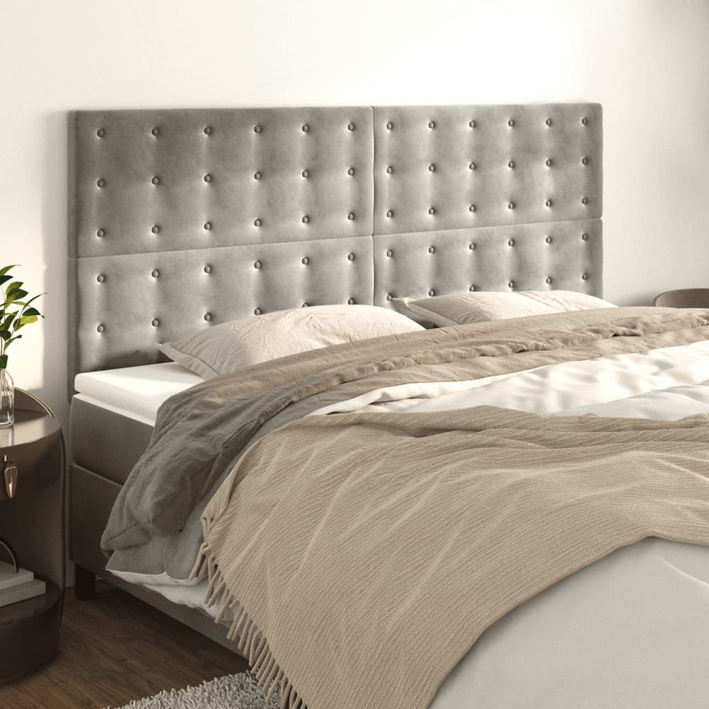 vidaXL Headboard Light Gray 180x5x118/128 cm Velvet