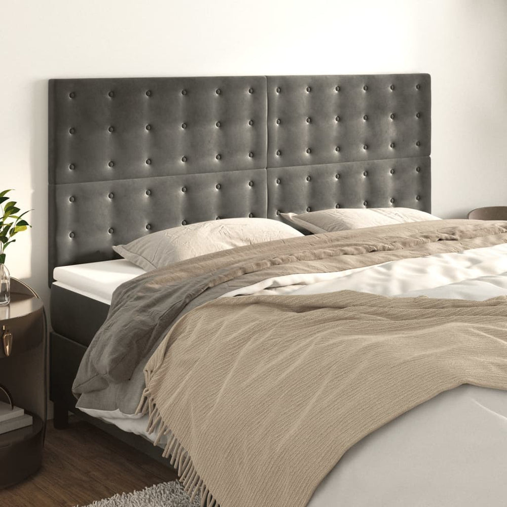 vidaXL Headboard Dark Grey 180 x 5 x 118/128 cm Velvet