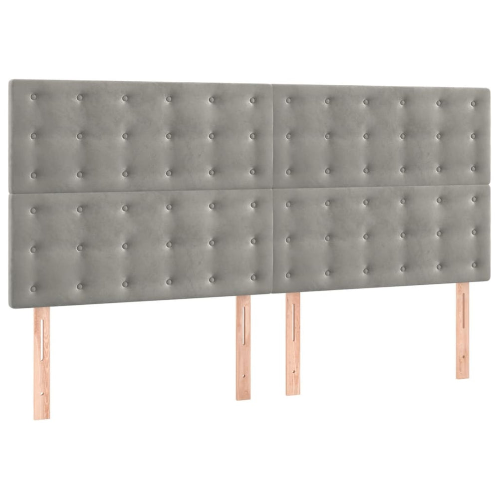vidaXL Headboard Light Gray 200 x 5 x 118/128 cm Velvet