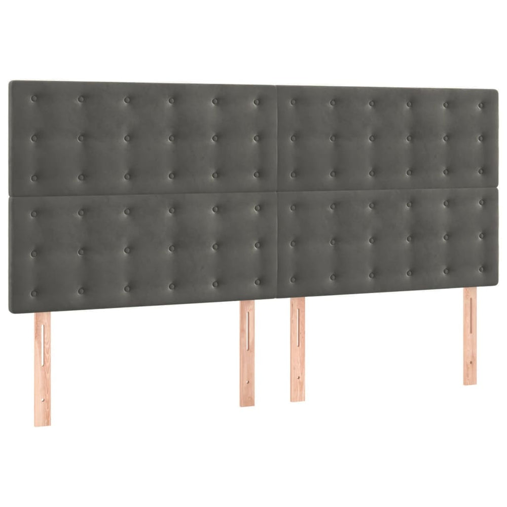 vidaXL Headboard Dark Grey 200 x 5 x 118/128 cm Velvet
