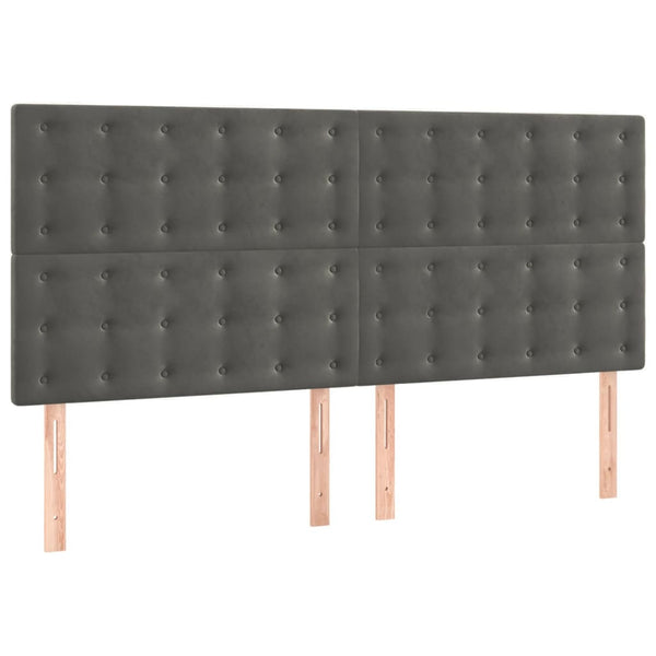 vidaXL Headboard Dark Grey 200 x 5 x 118/128 cm Velvet