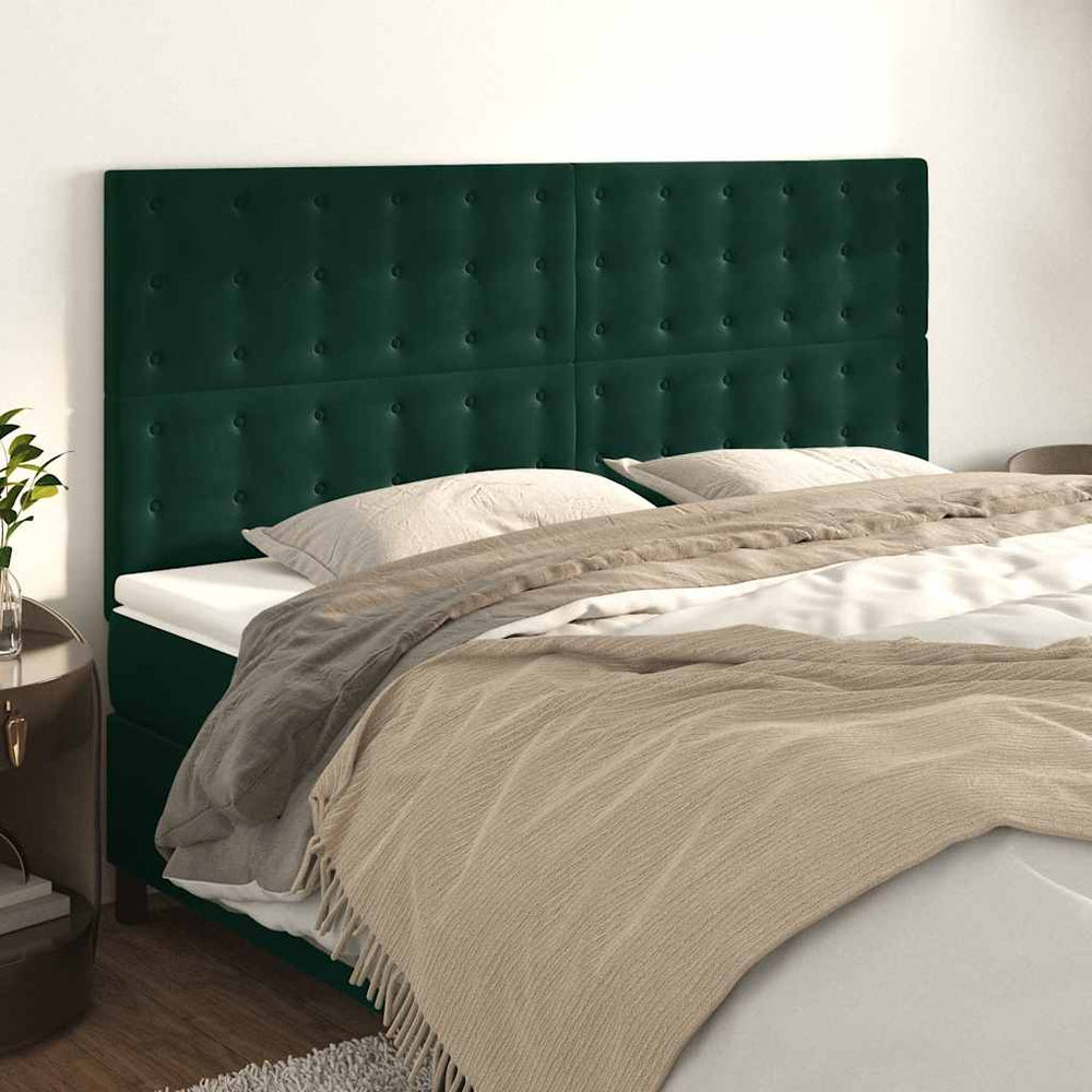 vidaXL Headboard Dark Green 200 x 5 x 118/128 cm Velvet