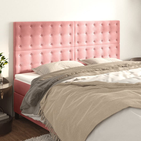 vidaXL Headboard Pink 200 x 5 x 118/128 cm Velvet