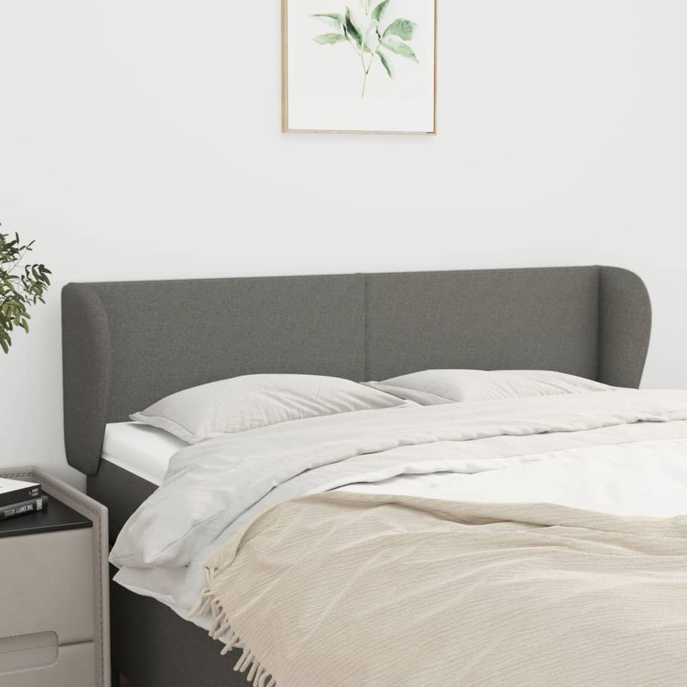 vidaXL Wingback Headboard Dark Grey 147x23x78/88 cm Fabric