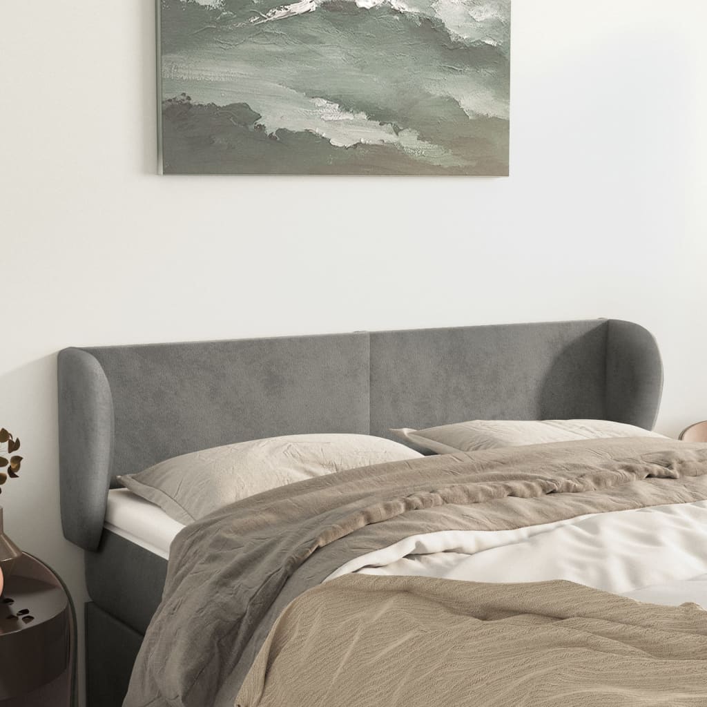 vidaXL Wingback Headboard Light Gray 147x23x78/88 cm Velvet