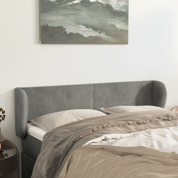 vidaXL Wingback Headboard Light Gray 147x23x78/88 cm Velvet