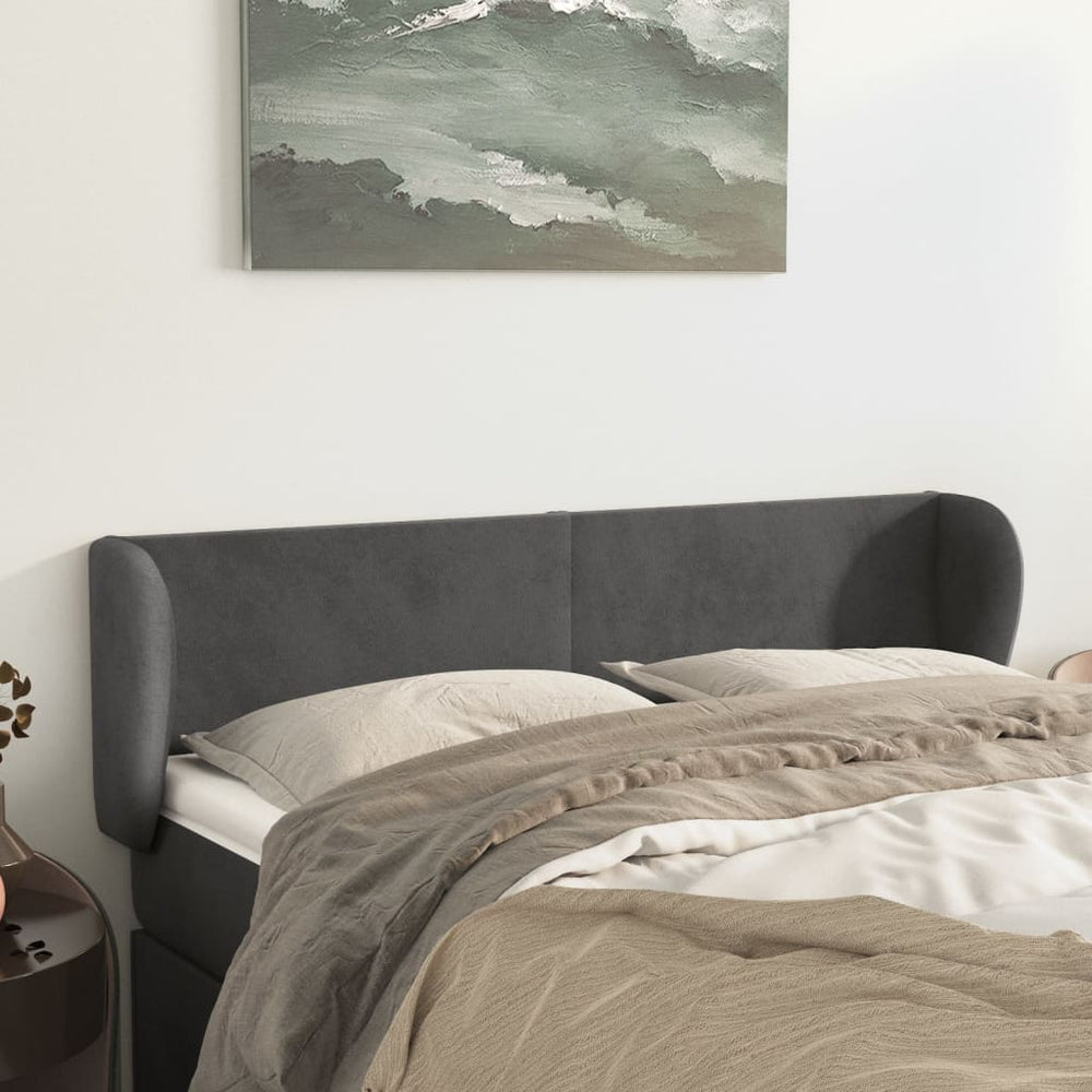 vidaXL Wingback Headboard Dark Grey 147x23x78/88 cm Velvet