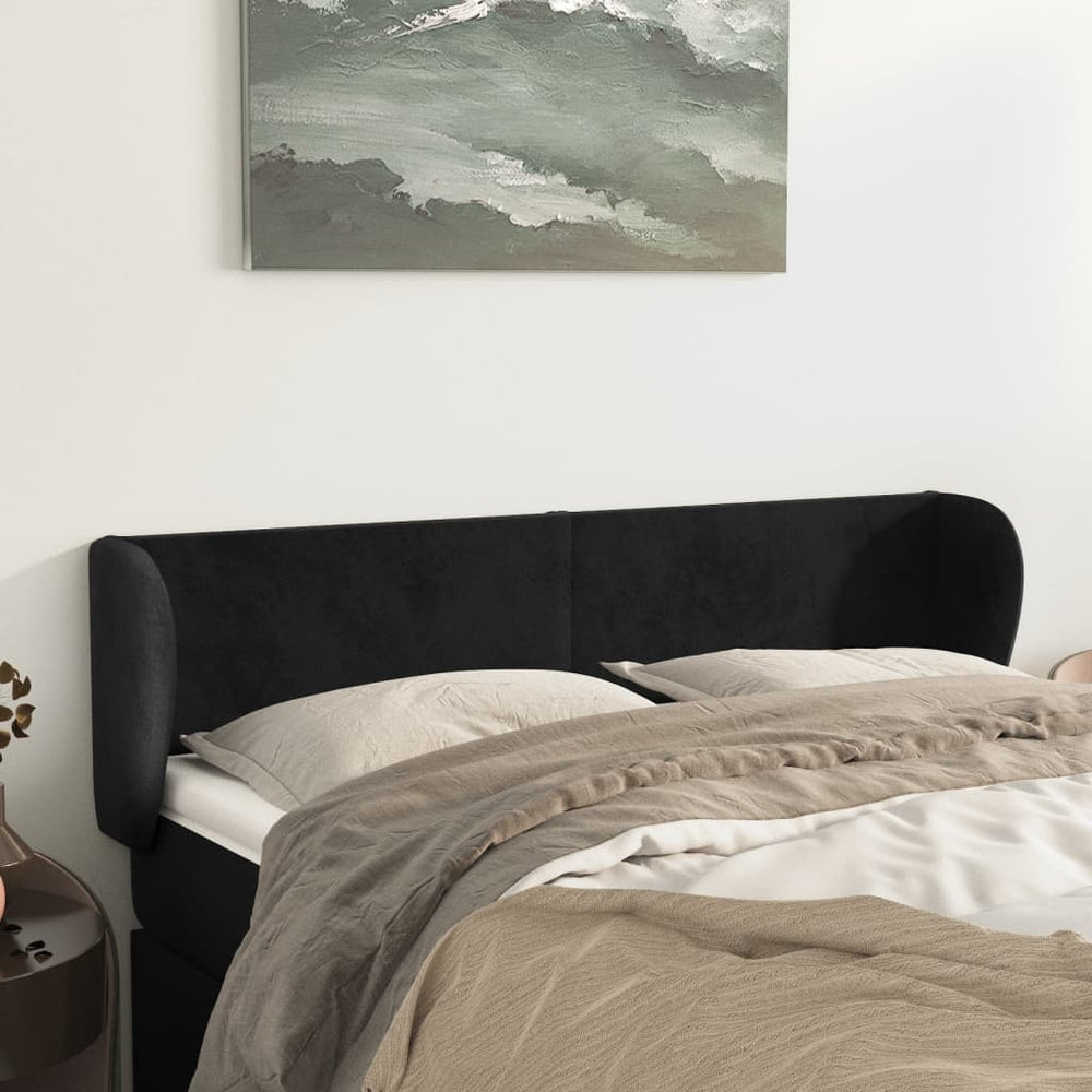 vidaXL Wingback Headboard Black 147x23x78/88 cm Velvet
