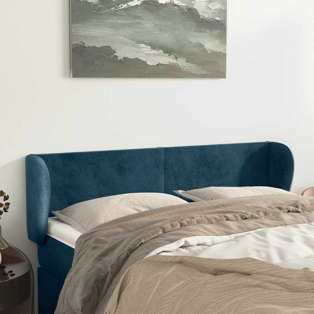 vidaXL Wingback Headboard Dark Blue 147x23x78/88 cm Velvet