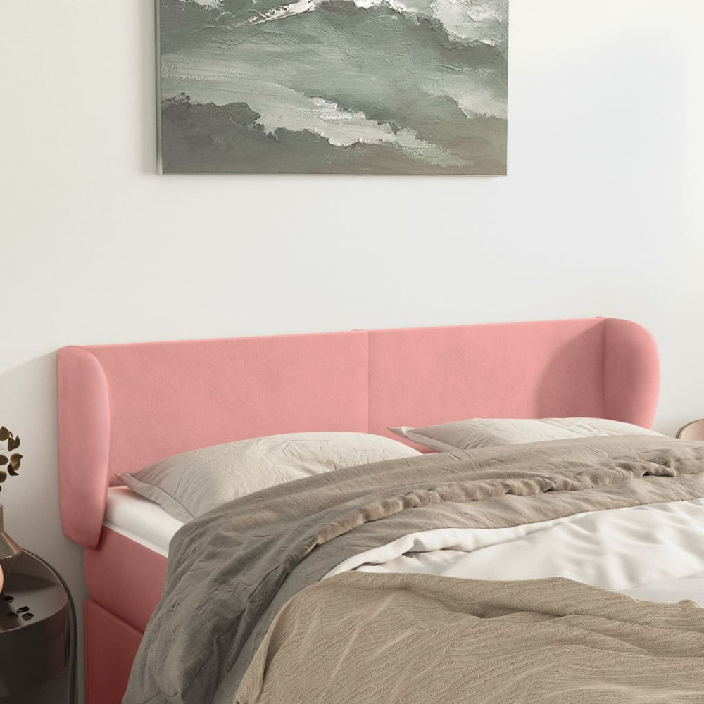 vidaXL Wingback Headboard Pink 147x23x78/88 cm Velvet