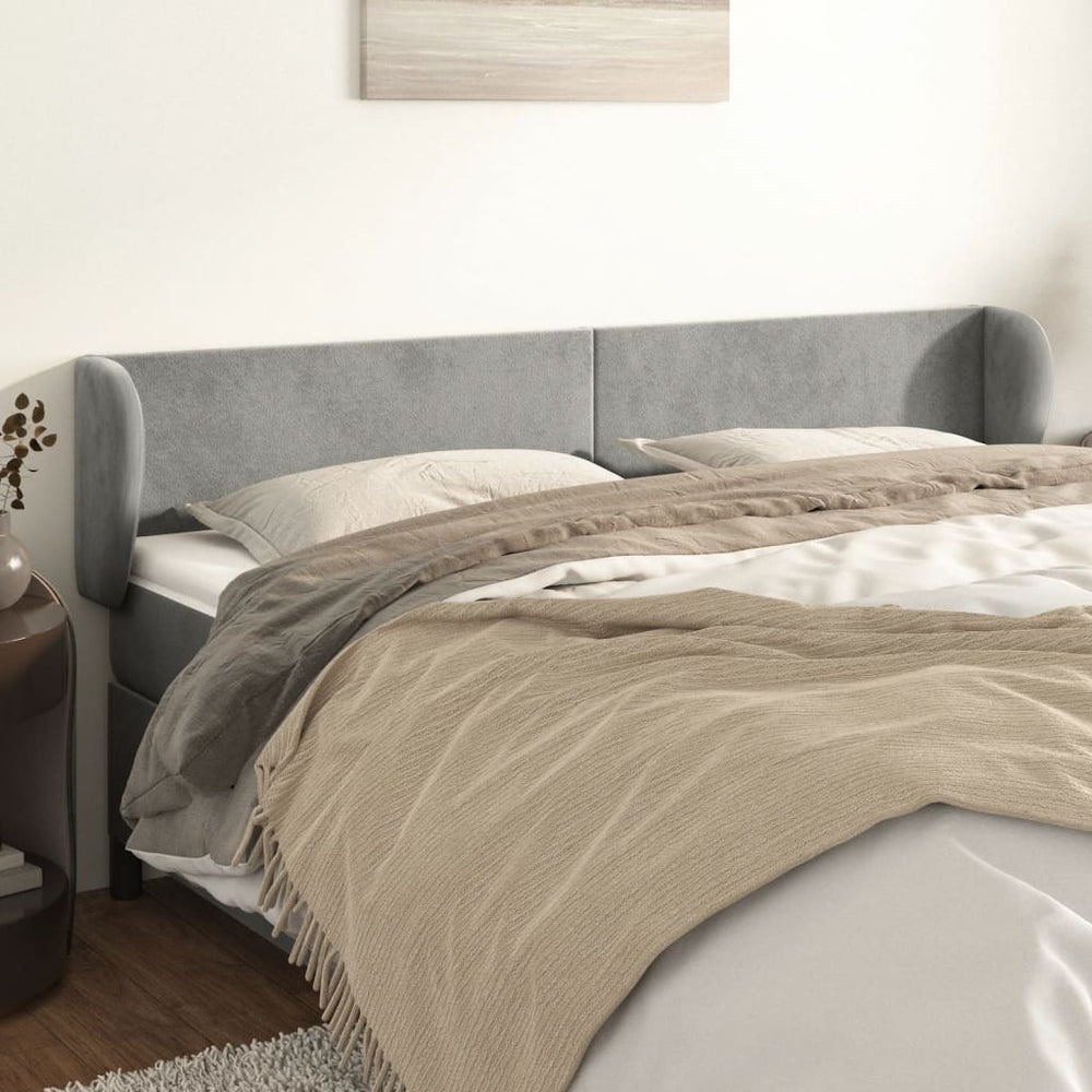 vidaXL Wingback Headboard Light Gray 163x23x78/88 cm Velvet