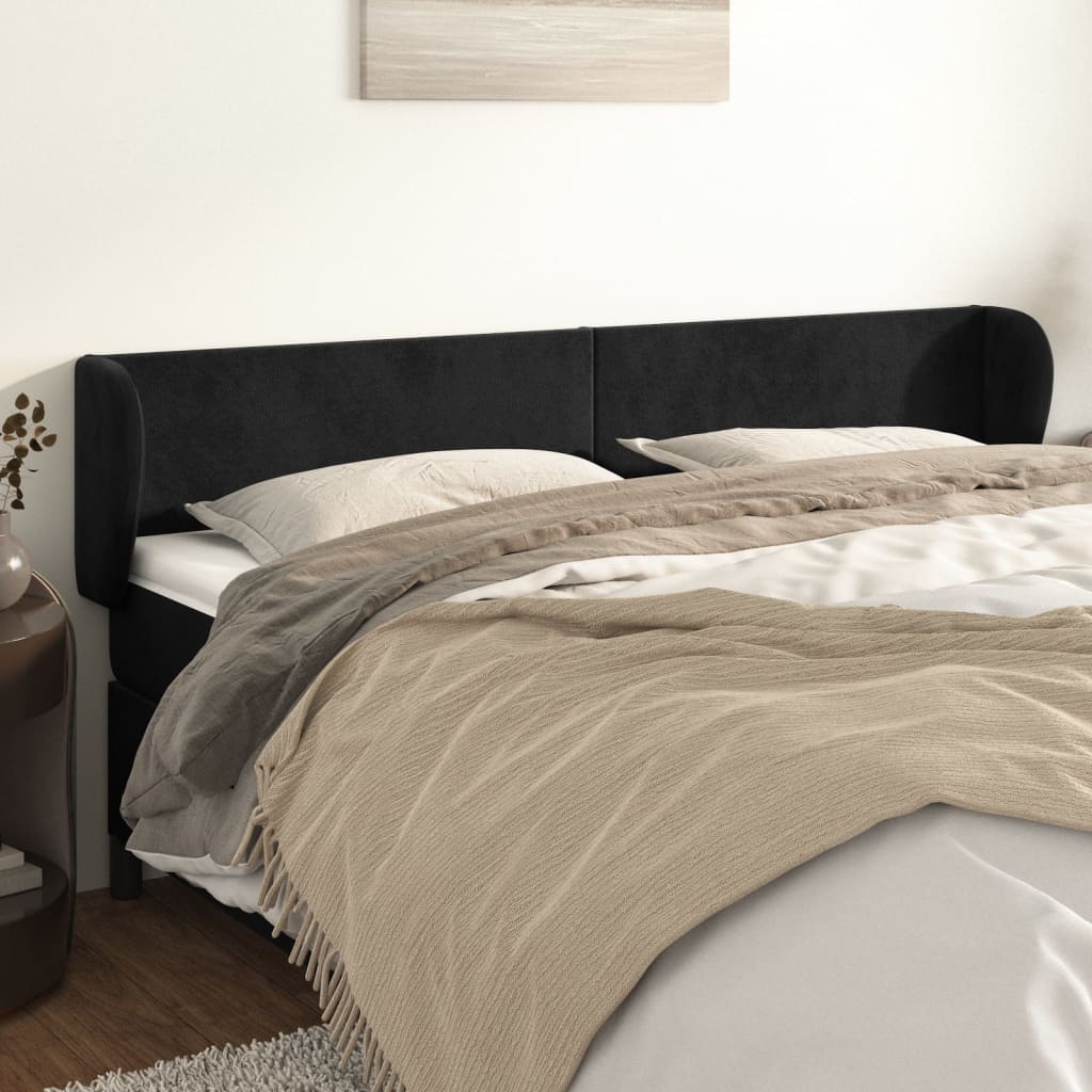 vidaXL Wingback Headboard Black 163x23x78/88 cm Velvet