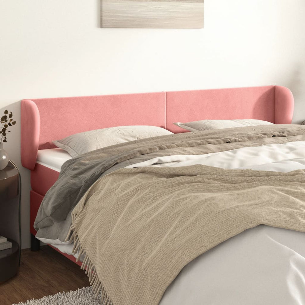 vidaXL Wingback Headboard Pink 163x23x78/88 cm Velvet