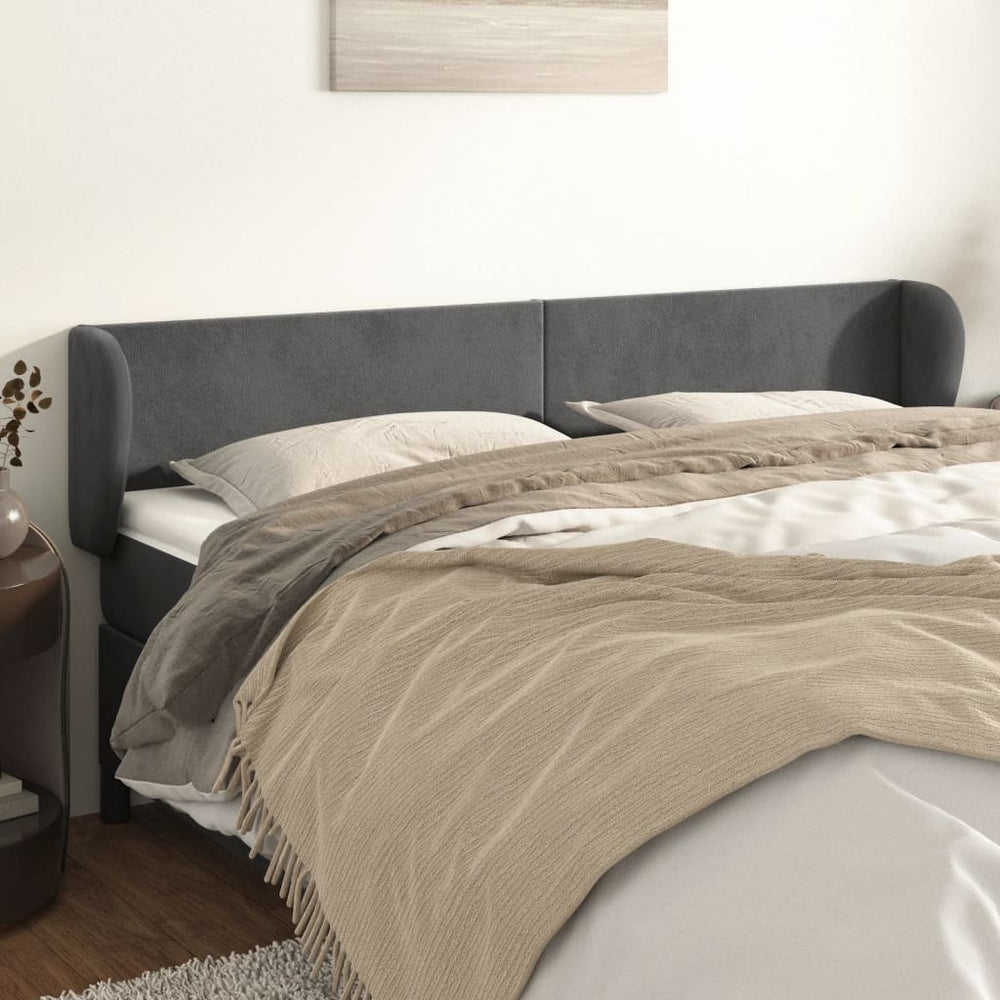 vidaXL Wingback Headboard Dark Grey 183x23x78/88 cm Velvet
