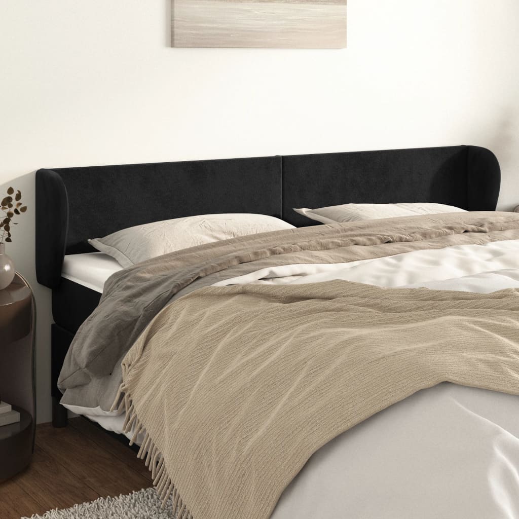 vidaXL Wingback Headboard Black 183x23x78/88 cm Velvet