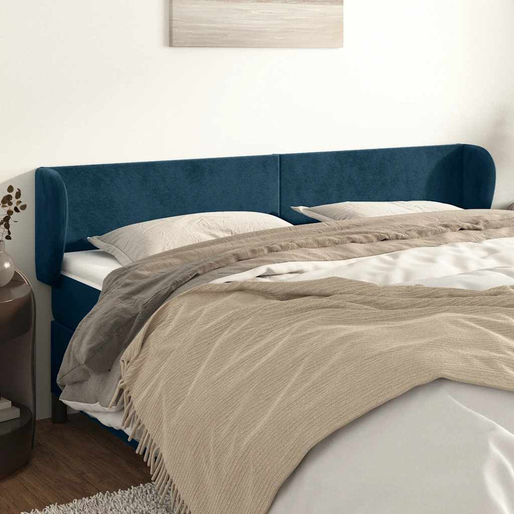 vidaXL Wingback Headboard Dark Blue 183x23x78/88 cm Velvet