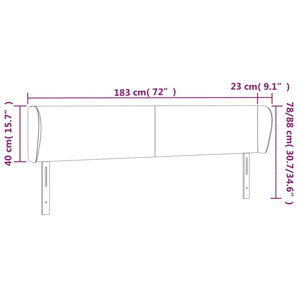 vidaXL Wingback Headboard Pink 183x23x78/88 cm Velvet