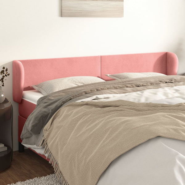 vidaXL Headboard with Ears Pink 203x23x78/88 cm Velvet