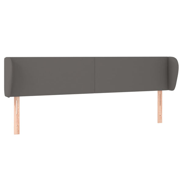 Kopfteil mit Ohren Grau 203x23x78/88 cm Kunstleder