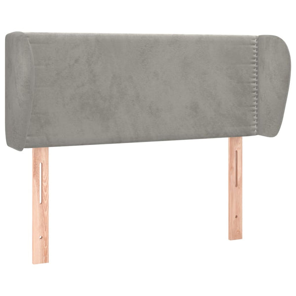 Kopfteil mit Ohren Hellgrau 83x23x78/88 cm Samt