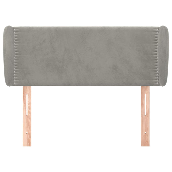 Kopfteil mit Ohren Hellgrau 83x23x78/88 cm Samt