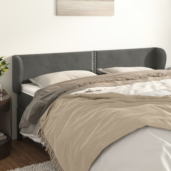 vidaXL Wingback Headboard Dark Grey 163x23x78/88 cm Velvet