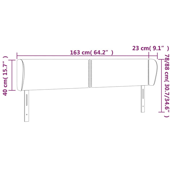 vidaXL Wingback Headboard Pink 163x23x78/88 cm Velvet
