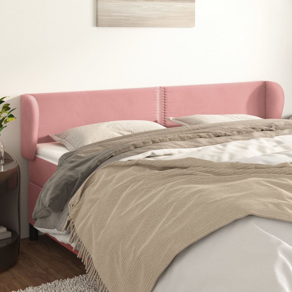 vidaXL Wingback Headboard Pink 163x23x78/88 cm Velvet