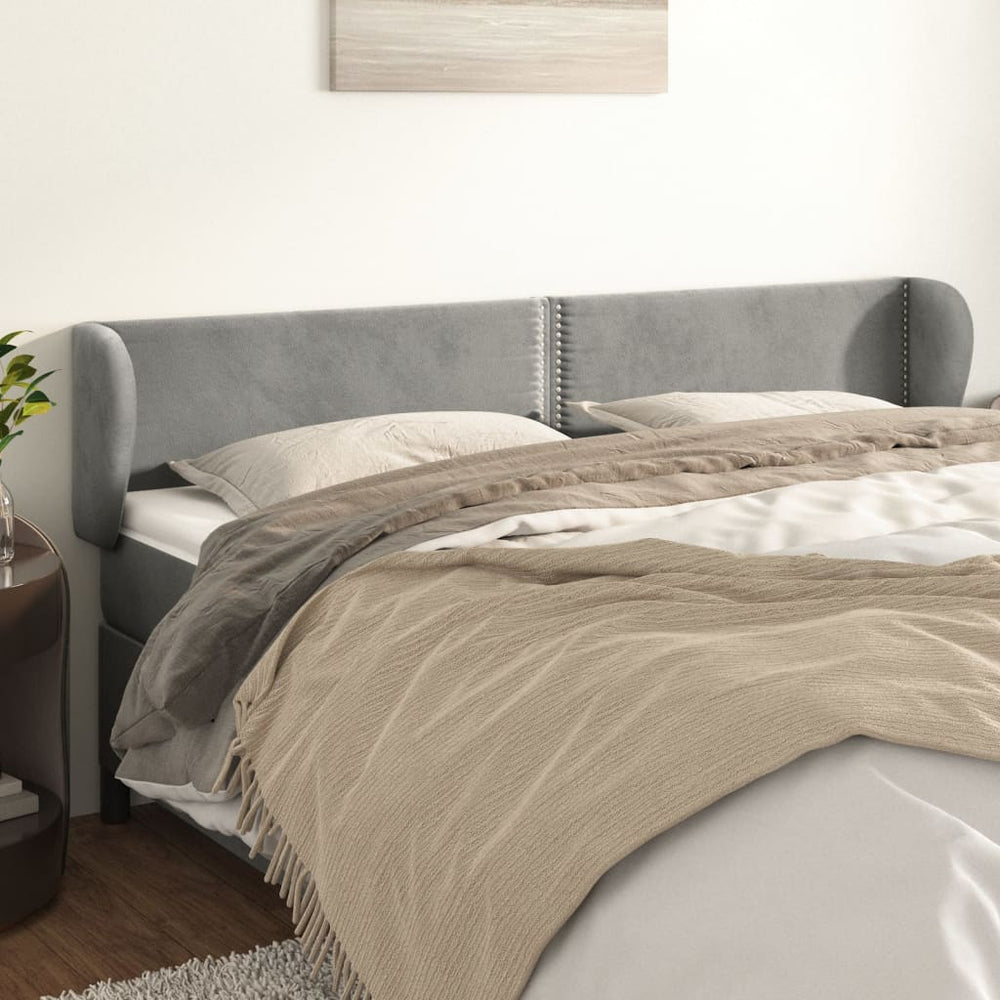 vidaXL Wingback Headboard Light Gray 203x23x78/88 cm Velvet