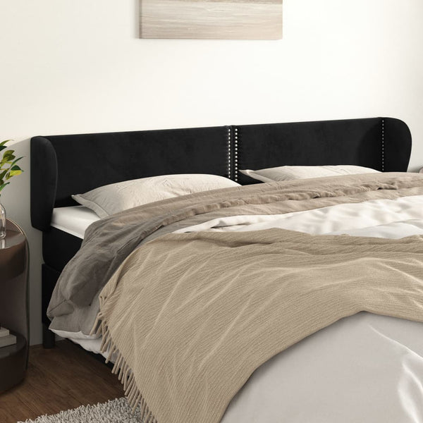 vidaXL Headboard with Wings Black 203x23x78/88 cm Velvet