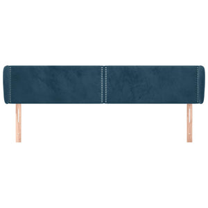 vidaXL Wingback Headboard Dark Blue 203x23x78/88 cm Velvet