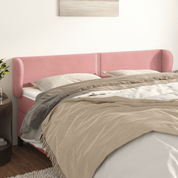 vidaXL Headboard with Ears Pink 203x23x78/88 cm Velvet