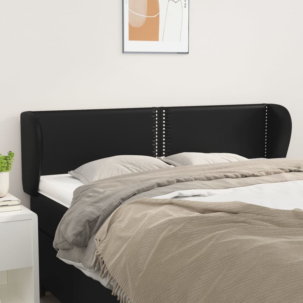 vidaXL Wingback Headboard Black 147x23x78/88 cm Faux Leather