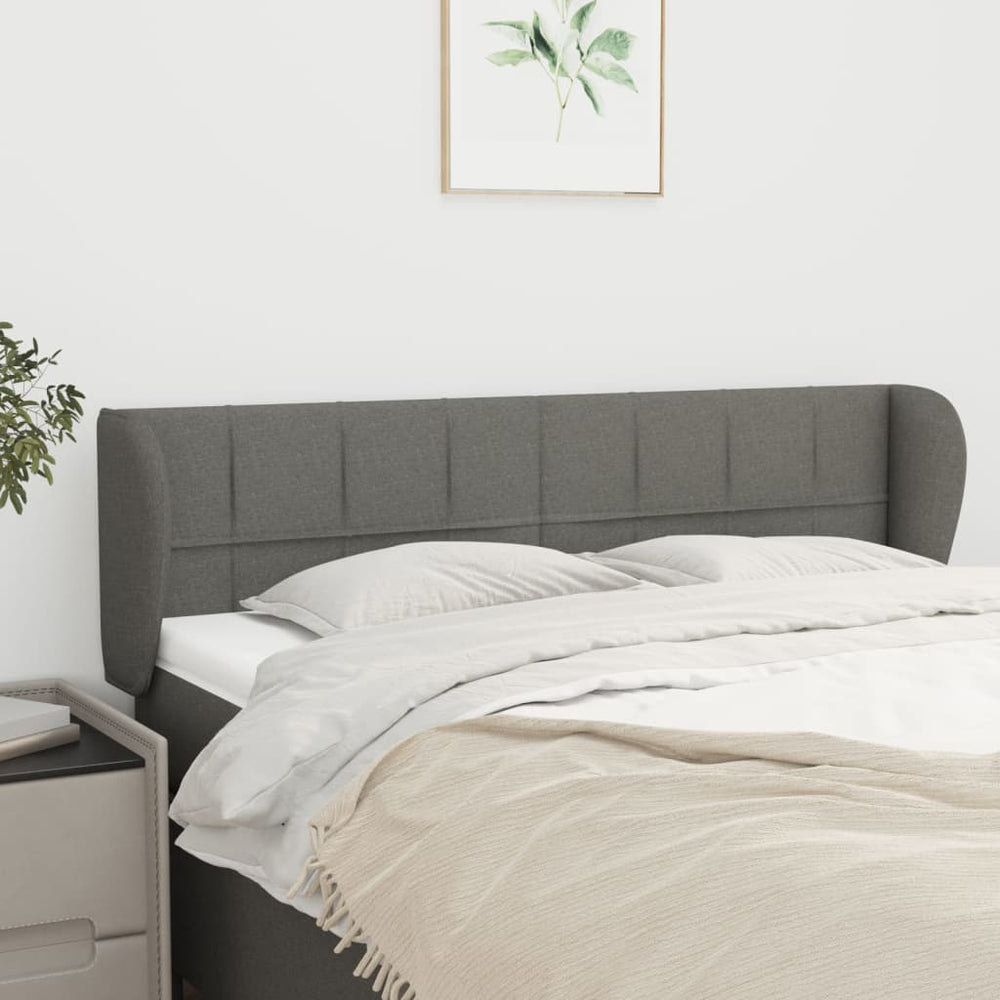 vidaXL Wingback Headboard Dark Grey 147x23x78/88 cm Fabric
