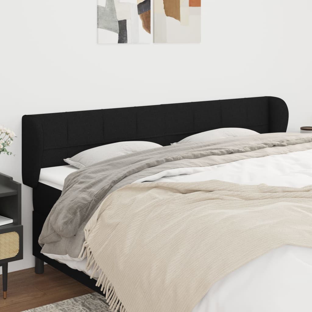 vidaXL Wingback Headboard Black 163x23x78/88 cm Fabric
