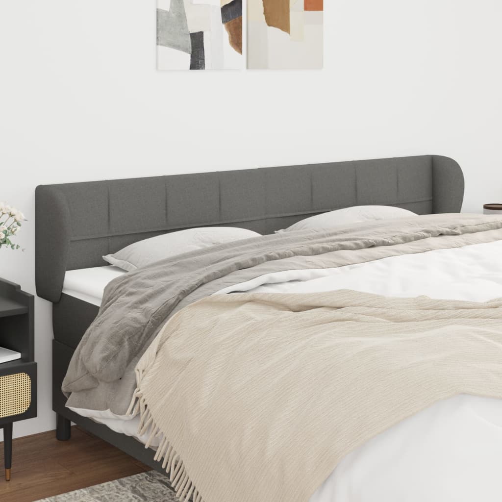 vidaXL Wingback Headboard Dark Grey 203x23x78/88 cm Fabric