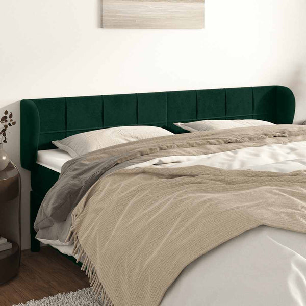 vidaXL Wingback Headboard Dark Green 203x23x78/88 cm Velvet
