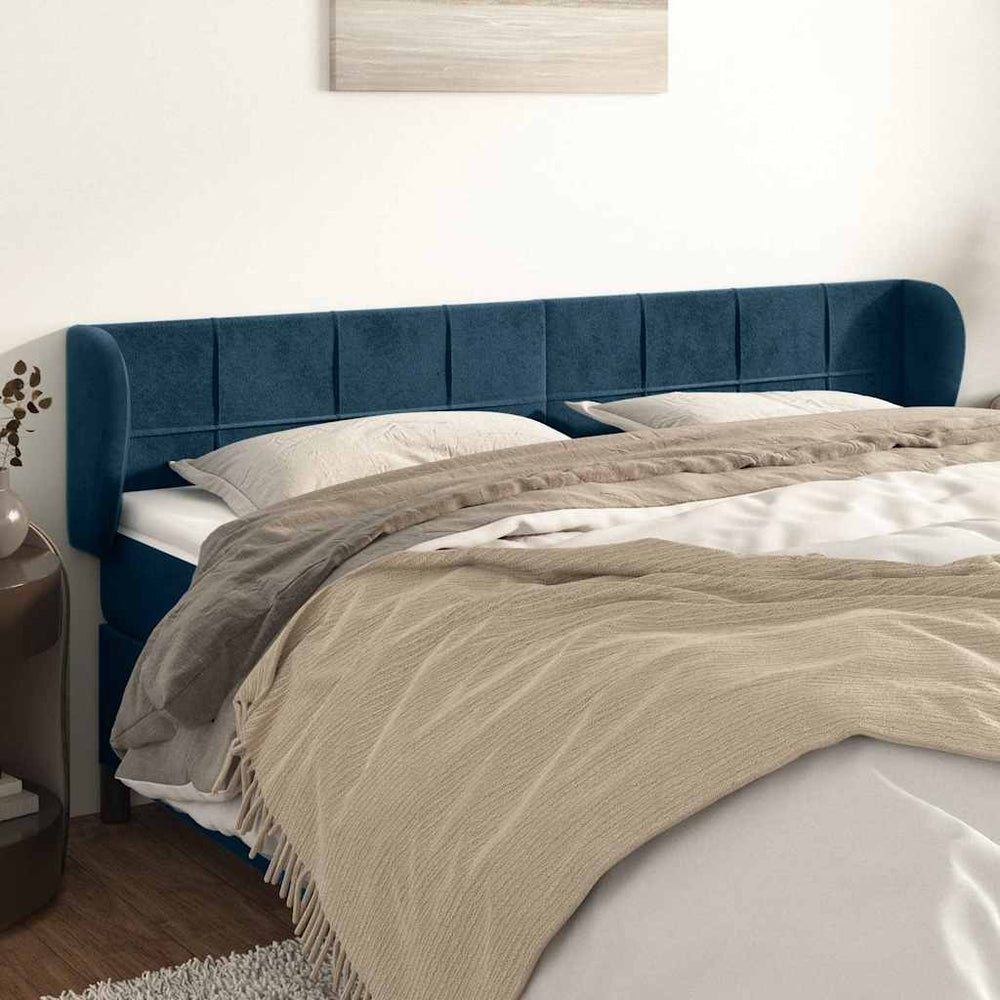 vidaXL Wingback Headboard Dark Blue 203x23x78/88 cm Velvet