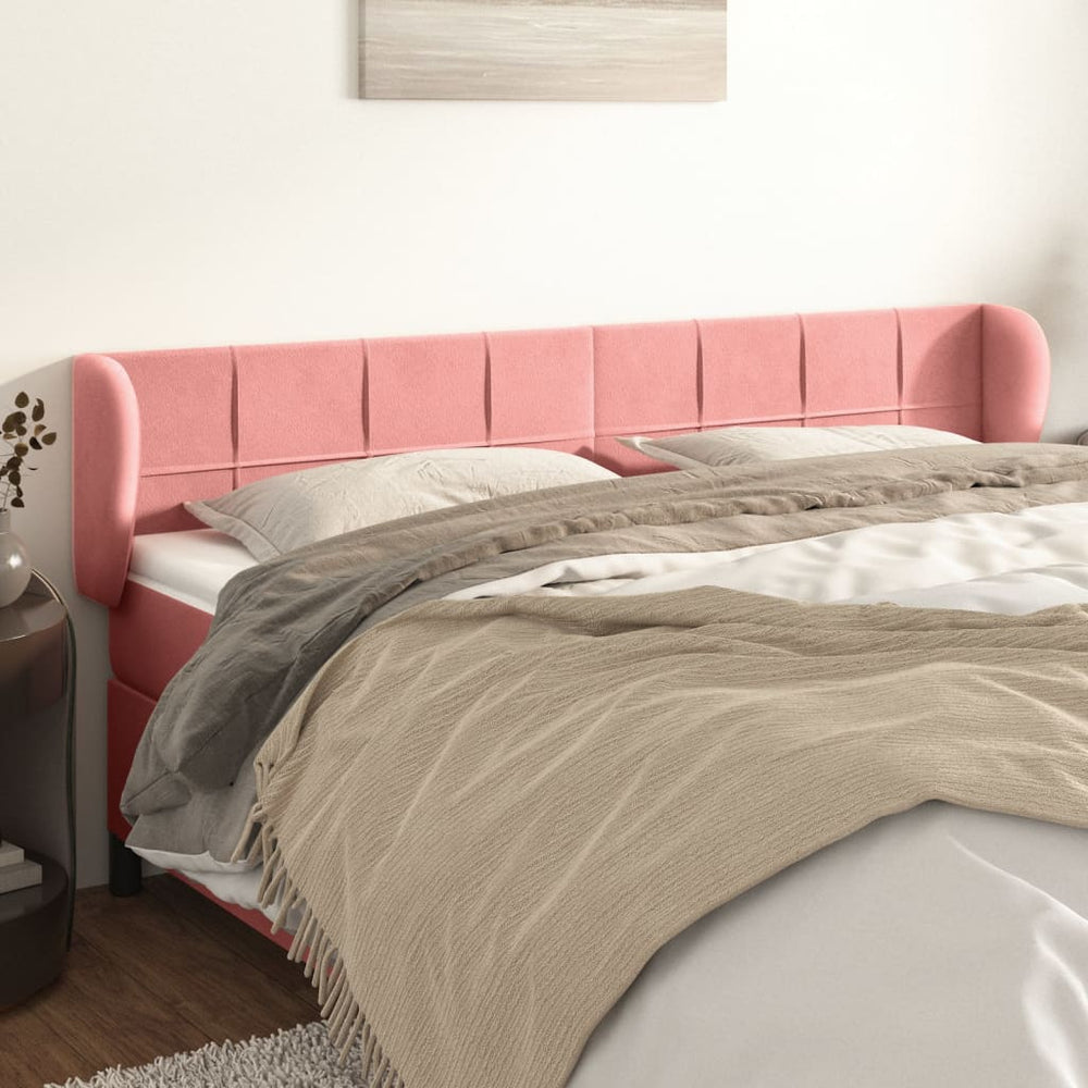 vidaXL Headboard with Ears Pink 203x23x78/88 cm Velvet