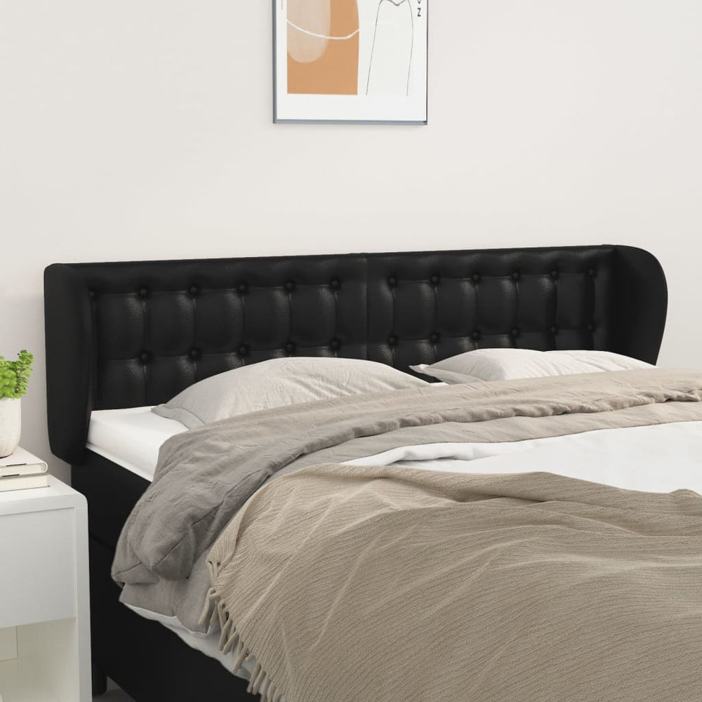 vidaXL Wingback Headboard Black 147x23x78/88 cm Faux Leather