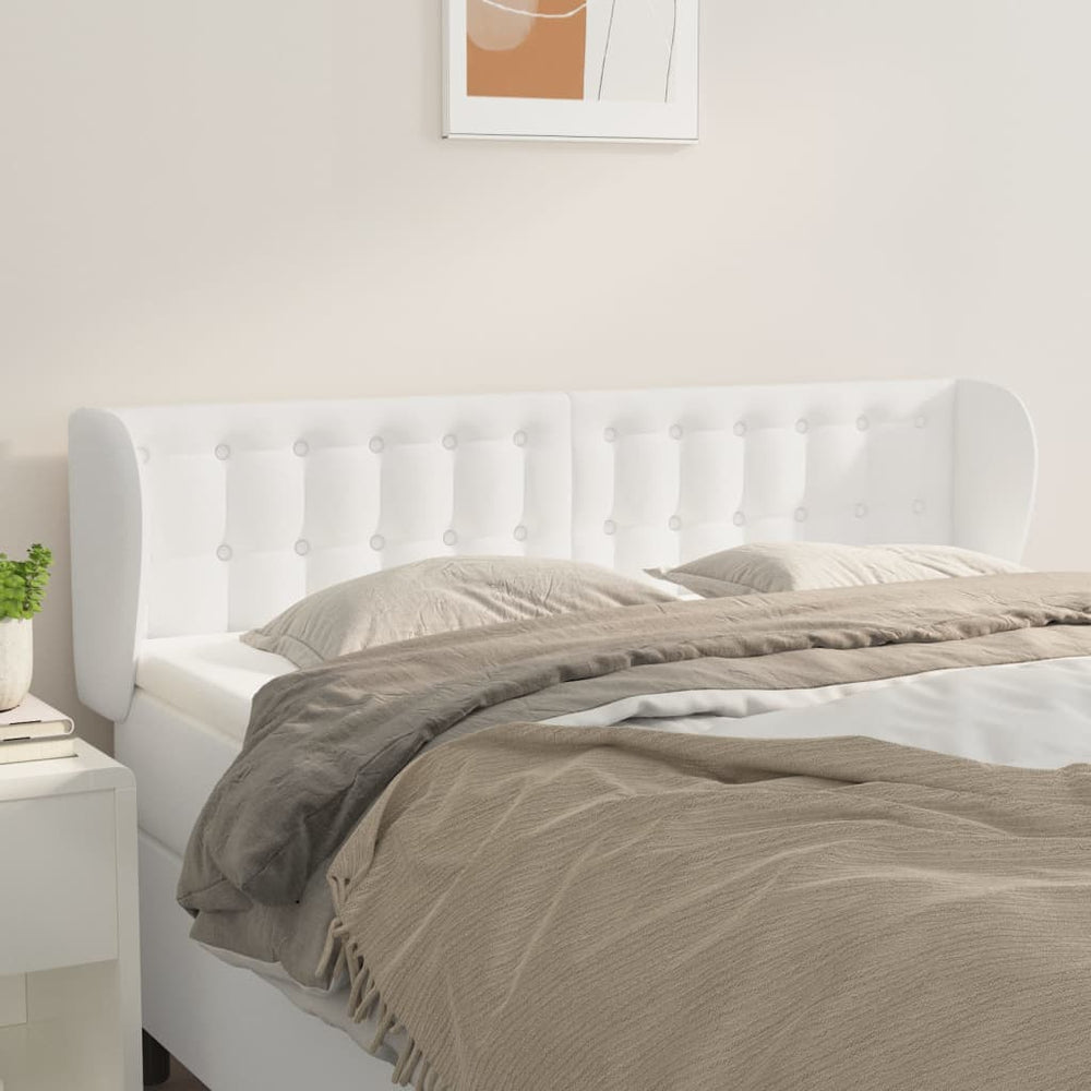 vidaXL Wingback Headboard White 147x23x78/88 cm Faux Leather