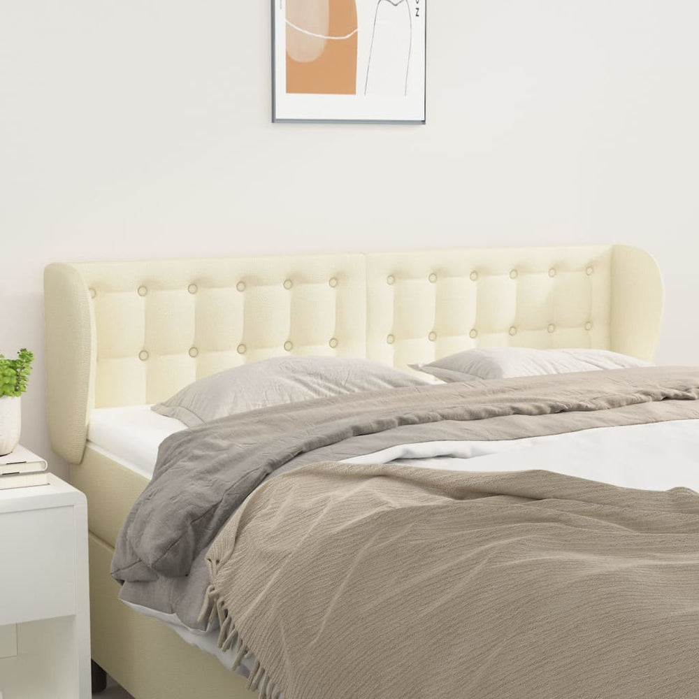 vidaXL Wingback Headboard Cream 147x23x78/88 cm Faux Leather