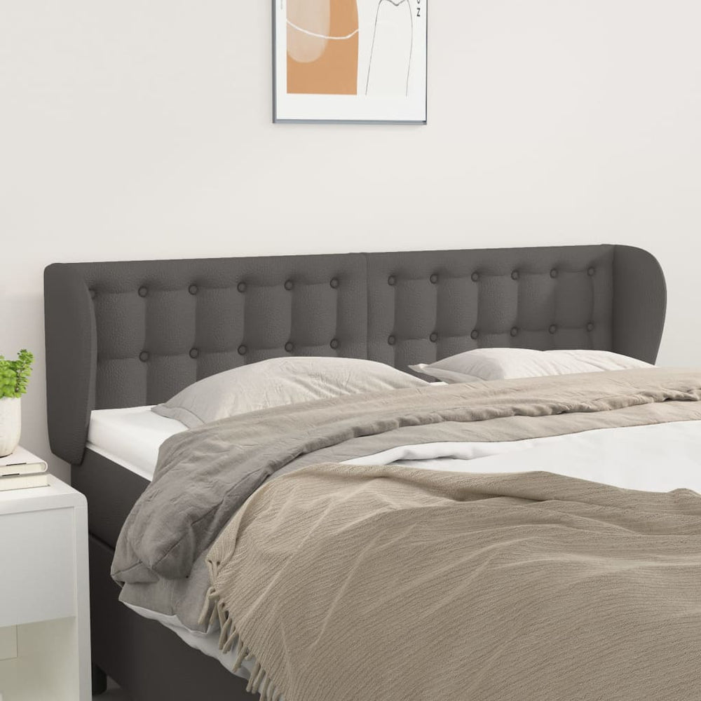 vidaXL Wingback Headboard Grey 147x23x78/88 cm Faux Leather