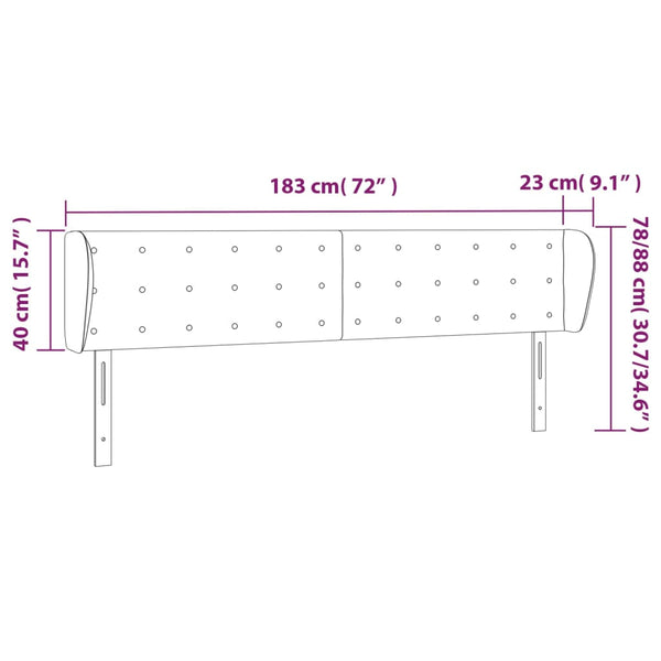 vidaXL Wingback Headboard White 183x23x78/88 cm Faux Leather